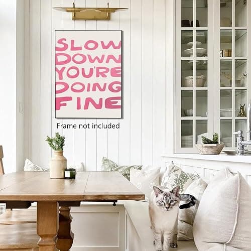 Daily Reminder Positive Canvas pink Wall Art Affirmations pink wall decor Slow Down You're Doing Fine Dorm Wall Decor maximalist aesthetic posters dorm wall decor 8x12inch Unframed thumbnail 5