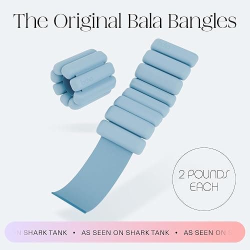 Bala Bangles Wrist & Ankle Weights for Women & Men - Adjustable Weighted Bands - Soft Silicone Arm & Leg Weights for Pilates, Yoga, Walking, Barre, Home Workout & Strength Training Exercise thumbnail 2