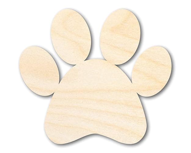 Unfinished Wood Paw Print Shape Pet Craft up to 46" 4" / 1/4" - Image 1
