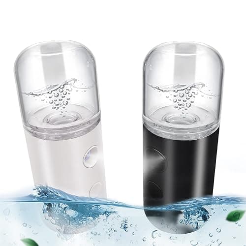 2Pack Kingsmile Facial Mister, Portable Face Mister, Cool Nano Mist Sprayer for Face Hydrating, Mini Handy Mister for Eyelash Extensions with 1oz Large Capacity Screwing Visual Water Tank Black/White - Image 1