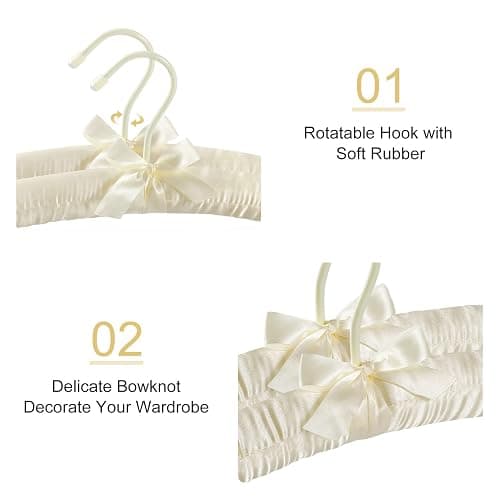 Topia Hanger Padded Hangers for Women Clothing,17-inch Satin Hangers 10 Pack Thick Foam Padded No Shoulder Bump for Sweaters, Coat, Blouses, Dresses-Ivory,CT18I-10 thumbnail 4