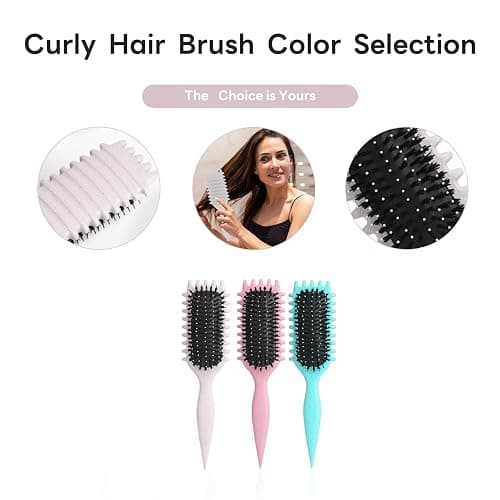 Curl Defining Brush, Multi Purpose Styling Brush for Separating, Combing and Curling Hair to Reduce Pulling (Cream) thumbnail 5