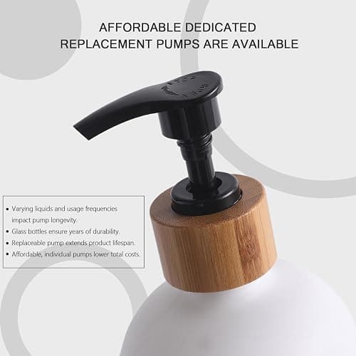 MOMEEMO Glass Soap Dispenser Set, Contains Hand Soap and Dish Soap Dispenser.Suitable for Kitchen Decor. (Black & White) thumbnail 6