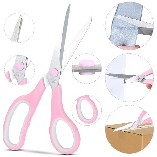 Pink Scissors, 7.5" All Purpose Scissor for Office and Home, Stainless Steel Craft Sewing Fabric Shears with Comfort Grip, Right/Left Handed (1 Pack) thumbnail 4