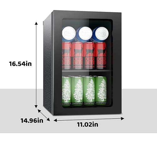 Stopsad 0.9 Cu.Ft Mini Fridge for 24 Cans, Beverage Refrigerator with Clear View Door and Adjustable Shelves, Small Drink Fridge for Soda, Beer, or Wine, Compact Cooler for Bedroom, Office, or Bar thumbnail 3