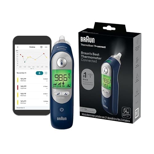Braun ThermoScan 7+ Connect Digital Ear Thermometer - Family Care App Compatible, Age Precision Technology, Color-Coded Display, No. 1 Brand Recommended by Pediatricians - Image 1