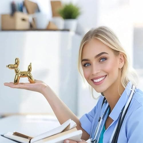 Notakia Cute Ceramics Balloon Dog Statue Crafts Gold Living Room Desktop Decorations,Handmade Modern Small Ceramic Animal Statue Ornament Gold Home Decor Accents thumbnail 2