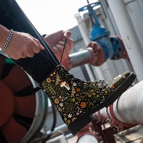 AWSOLE Fashion Ankle Boots For Men Women Floral Mushroom Star Trendy Lace Up Unisex Booties Combat Trendy Street Wear Boots thumbnail 2