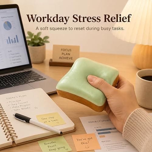 Slow Rising Bread Squishy Toy, Realistic Scented Toast Squeeze Toy, Soft Foam Sensory Fidget Toy for Stress Relief, Desk Decor, Party Favors and Stocking Stuffers for Teens and Adults (Green) thumbnail 3