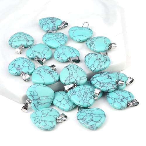 LE SKY 20 Pcs natural stone pendants heart shape healing stone charms for jewelry making thumbnail 2