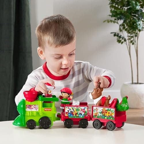 Fisher-Price Little People Toddler Toy Musical Christmas Train with Santa Elf & Reindeer Figures for Pretend Play Kids Ages 1+ Years thumbnail 2