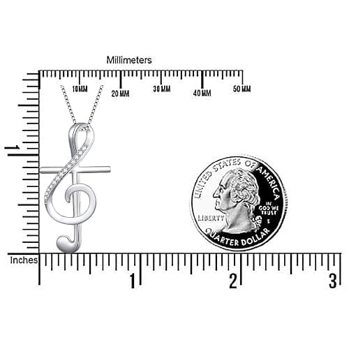 DAOCHONG S925 Sterling Silver Musical Note Pendant Necklace, Box Chain 18 inches thumbnail 6