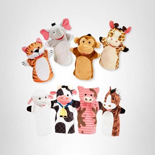 Melissa & Doug Animal Hand Puppets (Set of 2, 4 Animals in Each) - Zoo Friends and Farm Friends thumbnail 10