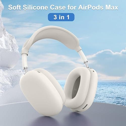 Silicone Case Cover for AirPods Max, Ear Pad Case Cover/Ear Cups Cover/Headband Cover for AirPods Max Headphones, Accessories Soft Silicone Protector for Apple AirPods Max New USB-C (2024) (Beige) thumbnail 2