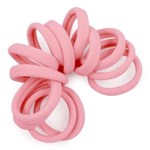 Cyndibands Seamless Hair Ties - Light Pink - Extra Gentle Soft and Stretchy Nylon Fabric Ponytail Holders - 12 Count - Image 1