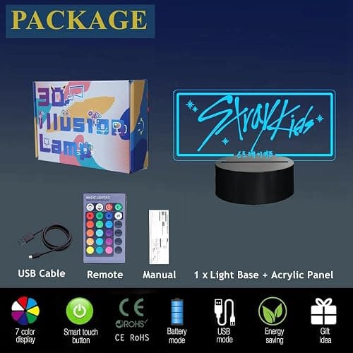 Music Merch, 3D Night Light - 16 Colors Adjustable Night Light with Remote, Dim, Fans Gifts for Christmas Birthday Boys Girls - Red R1 thumbnail 7