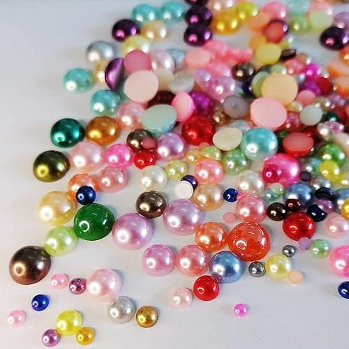 JKanruh 10000 Pieces Mixed Color Half Pearl Bead Flat Back Plastic Beads for DIY Crafts,Nail,Decor,Scrapbooking (7 Sizes,2mm-10mm) thumbnail 5