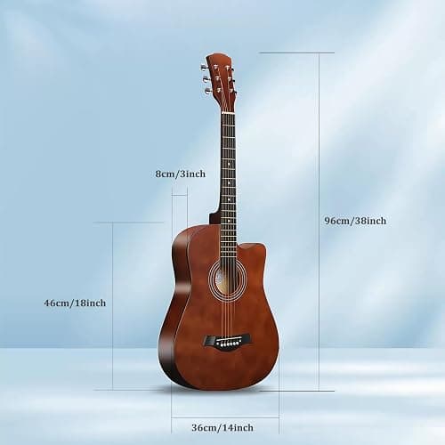 38inch Wood Acoustic Guitar for Adults, 6 Steel-String Acoustic Guitar With Guitar Bag, Elementary Tutorial of Folk Guitar for Beginners. thumbnail 3