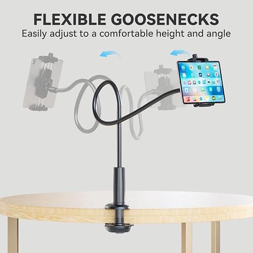 KDD Gooseneck Tablet Stand, 360° Adjustable Phone & iPad Holder for Bed and Desk, Flexible Arm Mount Clip for Video Recording, Bedside & Headboard Clamp for iPad Pro 12.9, Mini, Switch thumbnail 7