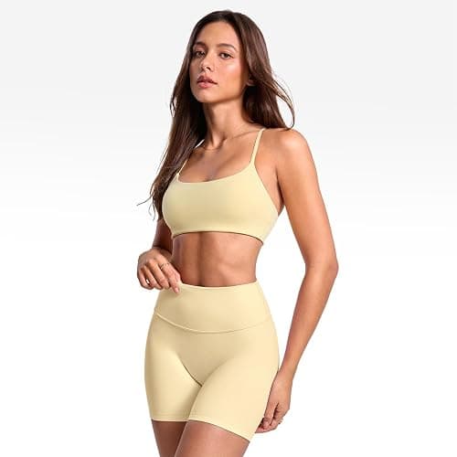 INGIA Women's Low Scoop Neck Sports Bra Spaghetti Criss Cross Strap Padded Workout Yoga Bra Crop Top thumbnail 3