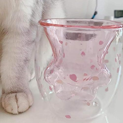 Sakura Leaves Cat Paw Glass Cup  thumbnail 4