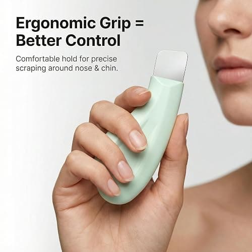 Sookga Blackhead Remover Tool, Stainless Steel Face Scraper for Deep Cleansing, Skin Scrubber Face Spatula with Silicone Cover, Nose Blackhead Remover, Skin Care Tool for Men and Women (Green) thumbnail 6