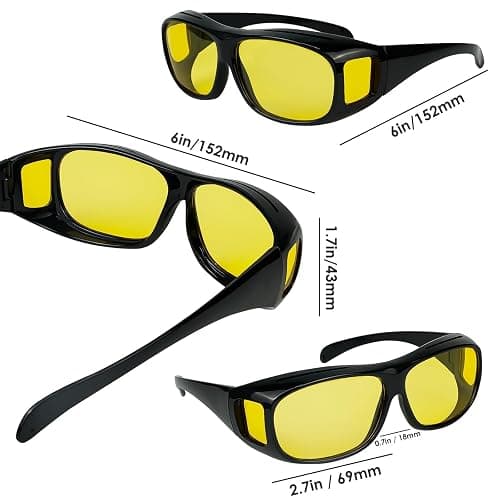 Chiccool Night Driving Glasses Fit Over for Men Women, Anti Glare Polarized Night Vision Glasses, Wrap Around HD Yellow Lens thumbnail 6