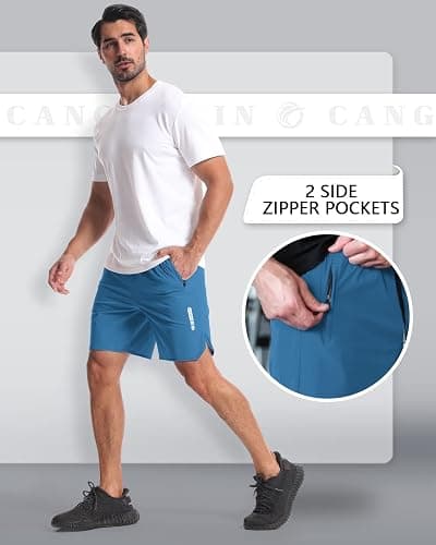 CANGHPGIN 2 Pack Mens Workout Athletic Shorts 7 inch Inseam Quick Dry Hiking Shorts Men Lightweight Sports Gym Shorts Running thumbnail 6
