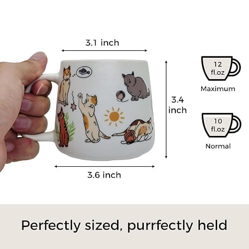 Lipitaley Cat Mug - Cute Stoneware Cat Coffee Cup, Perfect For Mocha Latte, Cappuccino, Espresso, Tea - Dishwasher Safe, 12oz thumbnail 3