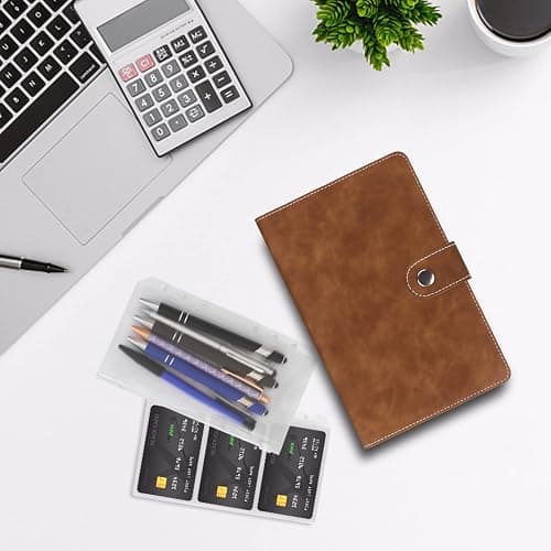 FYY A6 Binder Refillable Planner Notebook 6 Ring PU Leather Binder Journal with Pockets, Dividers, Refill Paper Brown thumbnail 2