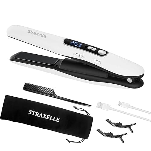 Mini Cordless Hair Straightening, 2 in 1 Cordless Hair Straighteners and Curler with 5000mAh Battery Rechargeable Travel Hair Straightener, 175℃-215℃ Flat Iron Portable for Women Men thumbnail 8