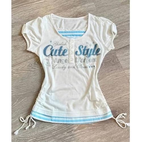 Cutecore Harajuku Y2k Baby Tee Cute Kawaii Emo Grunge Shirt Women Vintage Graphic Tees Short Sleeve Alt Tops 2000s thumbnail 3