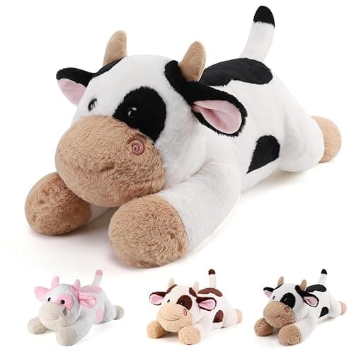 gnomantic Cow Weighted Stuffed Animals - 22 Inch 4.5 Pounds Weighted Plushies Cow Stuffed Animals - Big Plush Pillow - Cute Plush Toys Gifts for Kids & Adults (22" 4.5 lbs) - Image 1