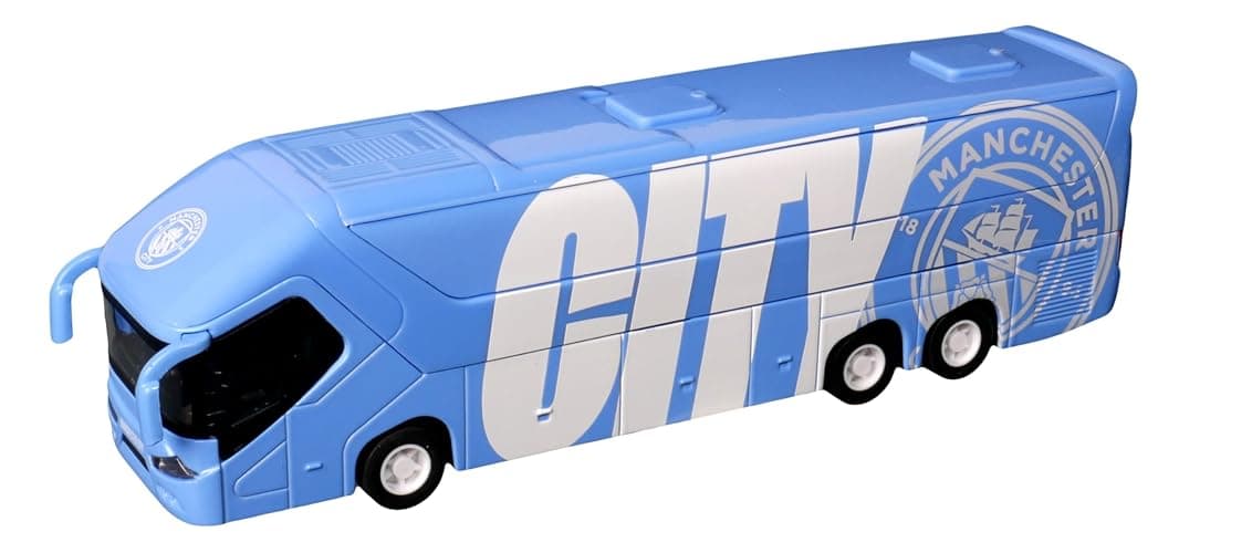 Manchester City Official Collectible Miniature Team Bus – Premium Die-Cast Soccer Bus Toy with Friction Power Engine – Man City Fan Gift Display Model – Licensed Football Merchandise thumbnail 4