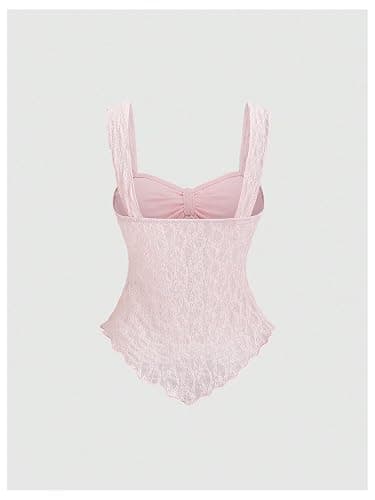 SOLY HUX Women's Babydoll Tops Cute Summer Lace Tops | Peplum Tops, Sleeveless, Tie Front, Going Out Tops, Coquette Clothes thumbnail 3