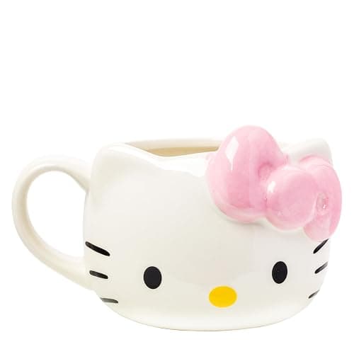 Silver Buffalo Sanrio Hello Kitty Pink Bow Ceramic 3D Sculpted Mug, 20 Ounces - Image 1