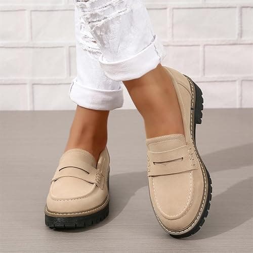 Womens Loafers Shoes Platform Chunky Penny Loafer Lug Sole Comfortable Slip On Work Office Business Casual Dress Shoes, US Size 5-11.5 thumbnail 2