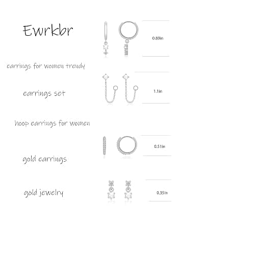 Gold Earrings for Women, 14k Gold Plated Dangle Huggie Earrings for Women Trendy Dainty Gold Hoop Earring Stacks Hypoallergenic Pearl Chain Drop Cartilage Earring Fashion Womens Jewelry thumbnail 4