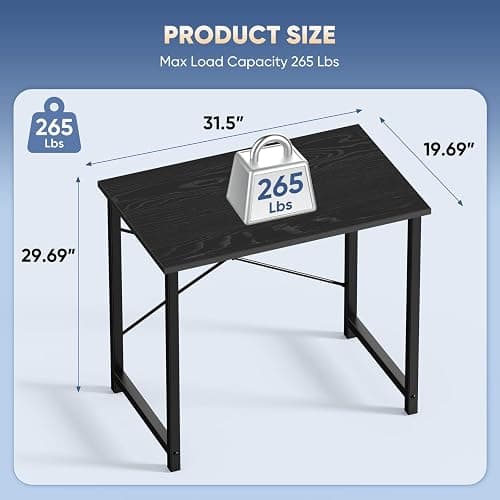 DUMOS 32 Inch Office Small Computer Desk Modern Simple Style Writing Study Work Table for Home Bedroom - Wood Black thumbnail 3