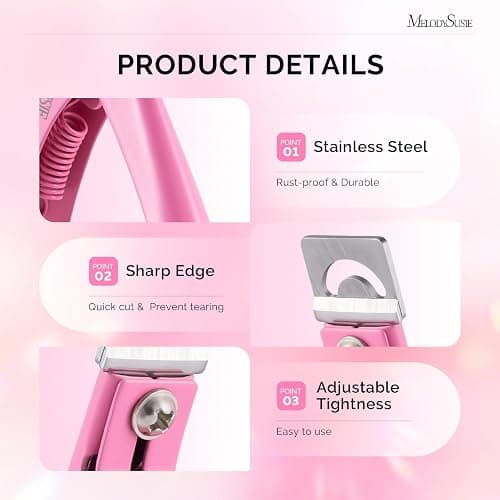 MelodySusie Acrylic Nail Clippers with 15pcs Magnet Sizers, Professional Nail Clippers Cutters for Long Acrylic Gel Nails Tips, Adjustable Stainless Nail Trimmer, Manicure Tool for Salon Home, Pink thumbnail 4