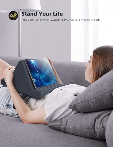 Lamicall Tablet Pillow Stand, Pillow Soft Pad for Lap - Tablet Holder Dock for Bed with 6 Viewing Angles, for 4-13" Tablets, Like iPad Pro 11, 13, Air, Mini, Kindle, Galaxy Tab, E-Reader, Dark Gray thumbnail 2