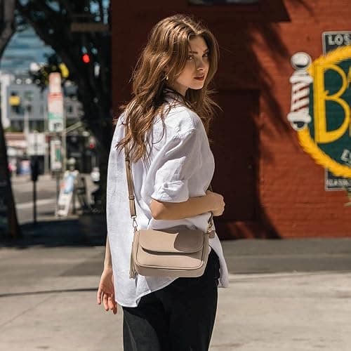 EVVE Small Crossbody Bags for Women Trendy Flap Saddle Purses with Tassel Vegan leather Shoulder bag | Small, Trendy, Flap, Purses, with Tassel, Small thumbnail 2