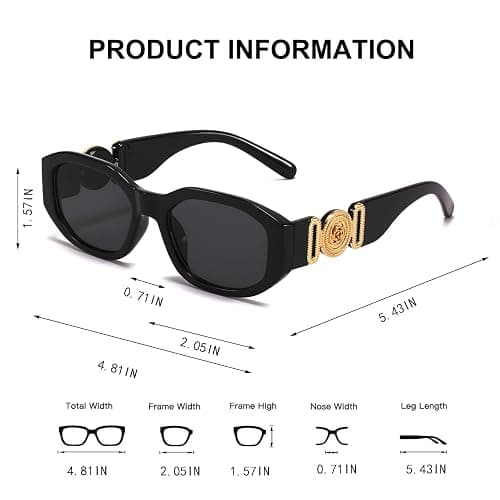 BUTABY Rectangle Sunglasses for Women Retro Driving Glasses 90’s Vintage Fashion Irregular Frame UV400 Protection thumbnail 4