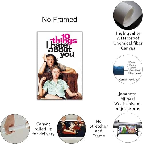 10 Things I Hate About You Poster Movie Poster Print Wall Art Canvas Painting Room Aesthetic Bedroom Decoration Pictures (Unframed, (12x18inch(30x45cm) thumbnail 3