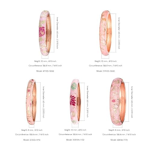 UJOY Bangles 5 Pcs Enamel Jewelry Set Rose Flower Engraved Cloisonne Bracelets Pack in a Box 5PCS thumbnail 3