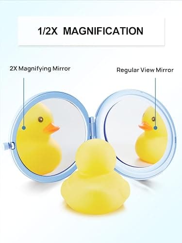 Getinbulk Compact Mirror for Purse, Double-Sided 1X/2X Magnifying Metal Pocket Makeup Mirrors(Round, Light Blue) thumbnail 3
