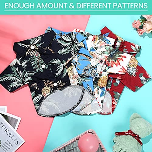 Weewooday 4 Pieces Small Pet Summer T-Shirts Hawaii Style Floral Pet Dog Shirt Breathable Cool Clothes Beach Seaside Puppy Sweatshirt for Puppy(Cute Style,Small) thumbnail 3