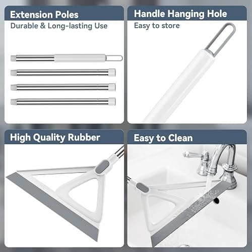 Multifunction Magic Broom, Squeegee Broom for Floor, Rubber Silicone Broom for Floor Cleaning, Magic Broom Sweeper for Living Room, Kitchen, Bathroom-Easy Dry The Glass (Grey, 54 INCH) thumbnail 6