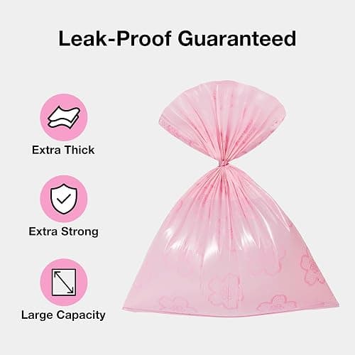 VETRESKA Dog Poop Bag Dispenser with Cherry Blossom Scented Poop Bags, Leak Proof and Extra Thick Pet Waste Bags, 1 Poop Bag Holder and 105 Bags for Dog Walking and Cats Litter, Pink thumbnail 2