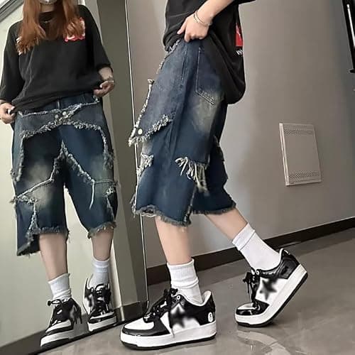 OTEEGX Y2K Baggy Jean Shorts for Women Men Denim Pants Star Y2k Jorts Girls Aesthetic Summer Clothing Grunge thumbnail 4